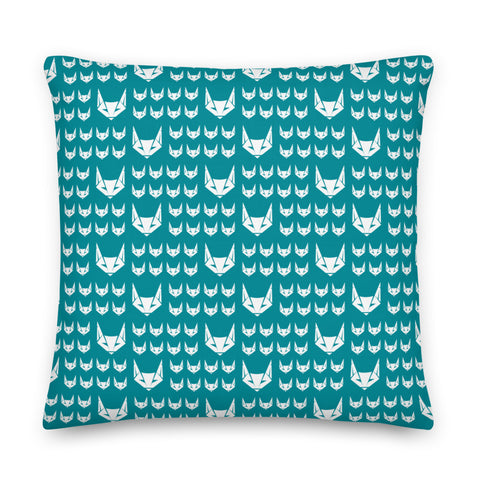 Logo Pattern Premium Pillow | Teal