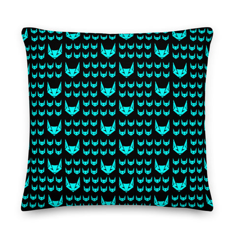 Teal Logo Pattern Premium Pillow | Black