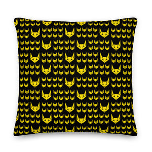 Yellow Logo Pattern Premium Pillow | Black