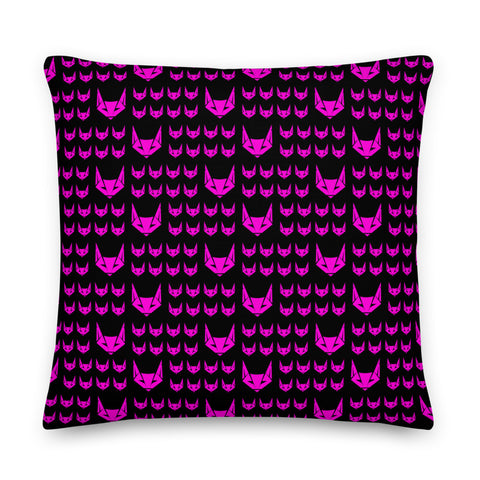 Pink Logo Pattern Premium Pillow | Black
