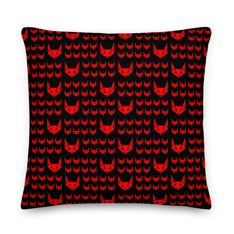 Red Logo Pattern Premium Pillow | Black