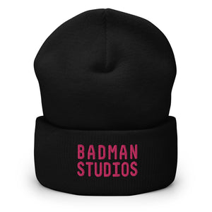 Pink Modern Font Beanie | Black