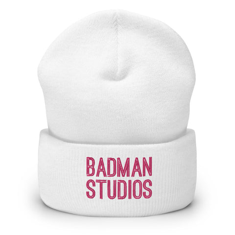 Pink Original Font Beanie | White