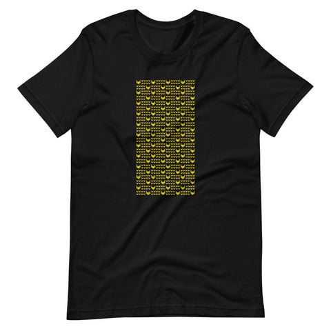 Yellow Logo Pattern Design Tee | Black