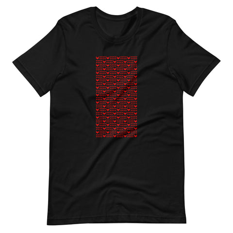 Red Logo Pattern Design Tee | Black